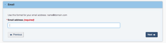 カナダワーホリ抽選登録時のメールアドレス登録画面